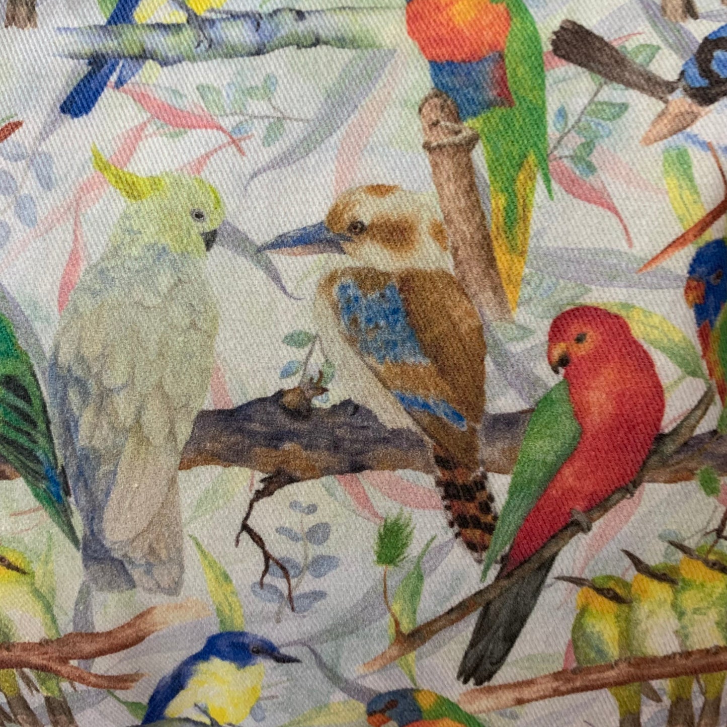 Shanna Trees Creations- "Australian Birds" Organic Cotton Zip Pouches- White
