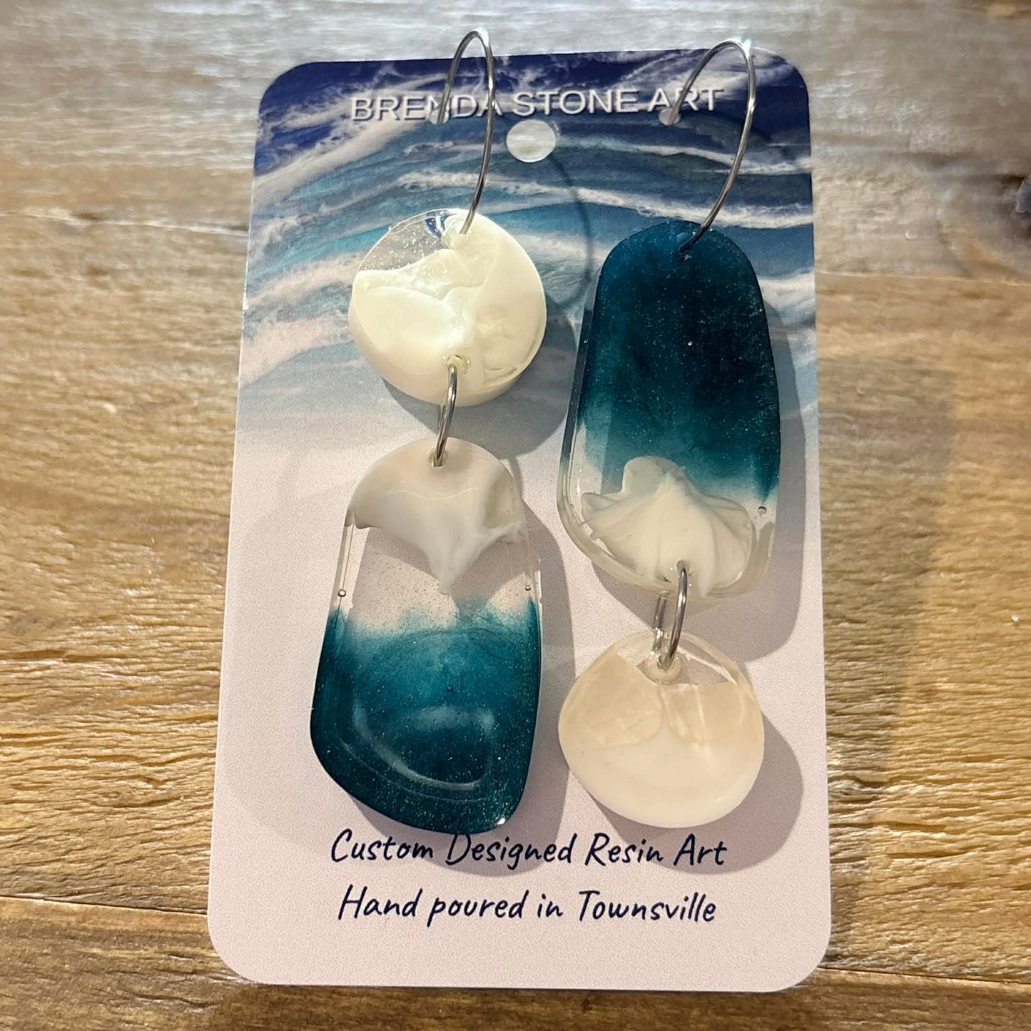 BRENDA STONE ART - Reverse Long Drops Hoop Earrings 1