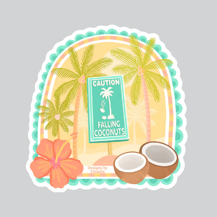 Designs by Claudia - Falling Coconuts Sticker