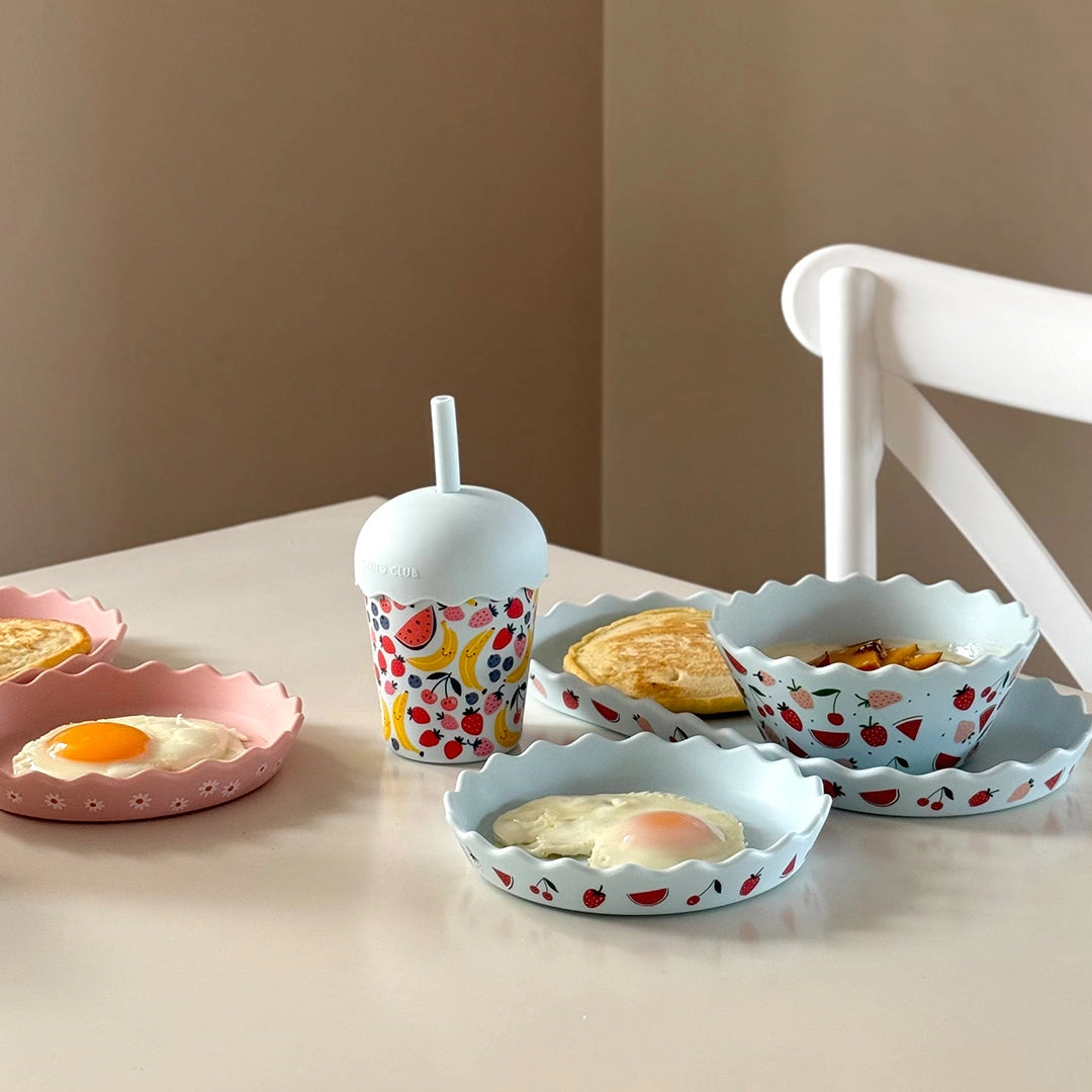 CHINO CLUB- Blue Fruits Silicone Bowl and Plate Set