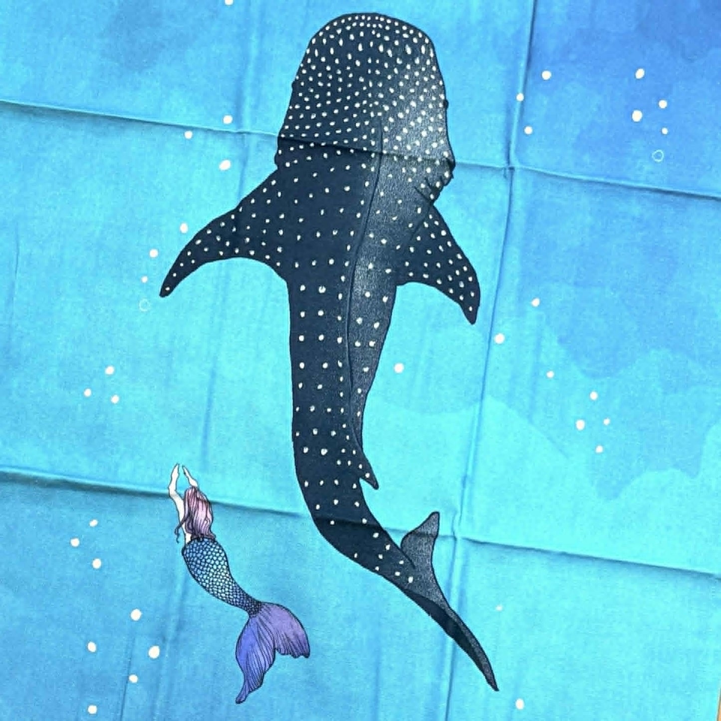 THE SCENIC ROUTE - "WHALESHARK & MERMAID"- Cotton Art Tea Towel