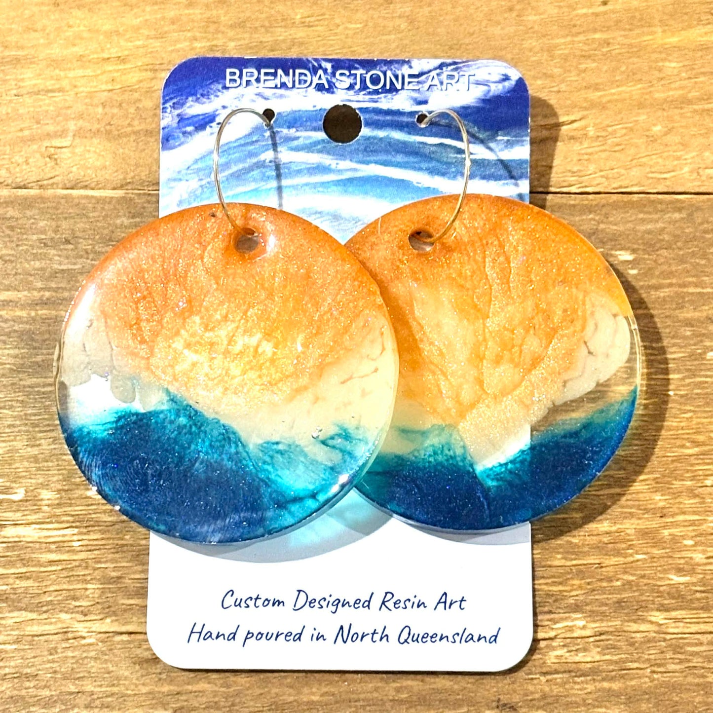 BRENDA STONE ART - Round Ocean Porthole Hoop Earrings 2
