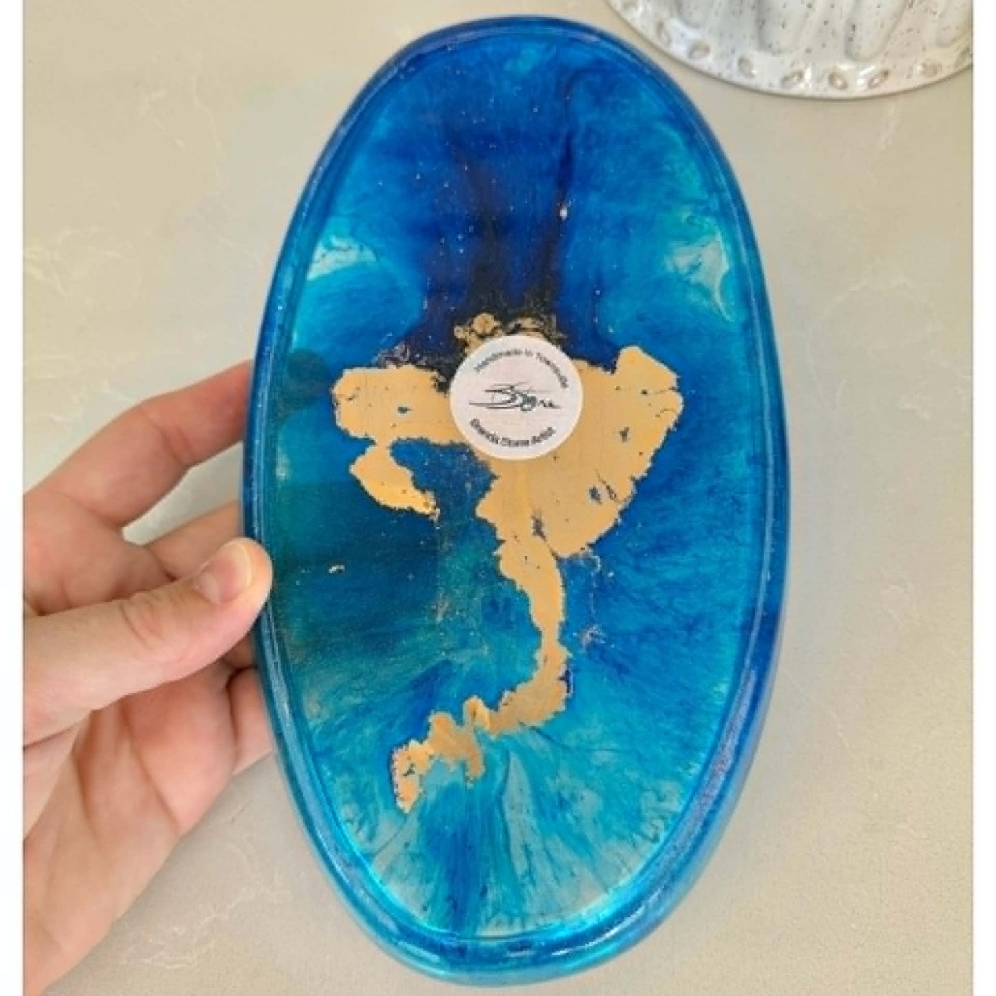 BRENDA STONE ART - Large Oval Ocean Tray 2