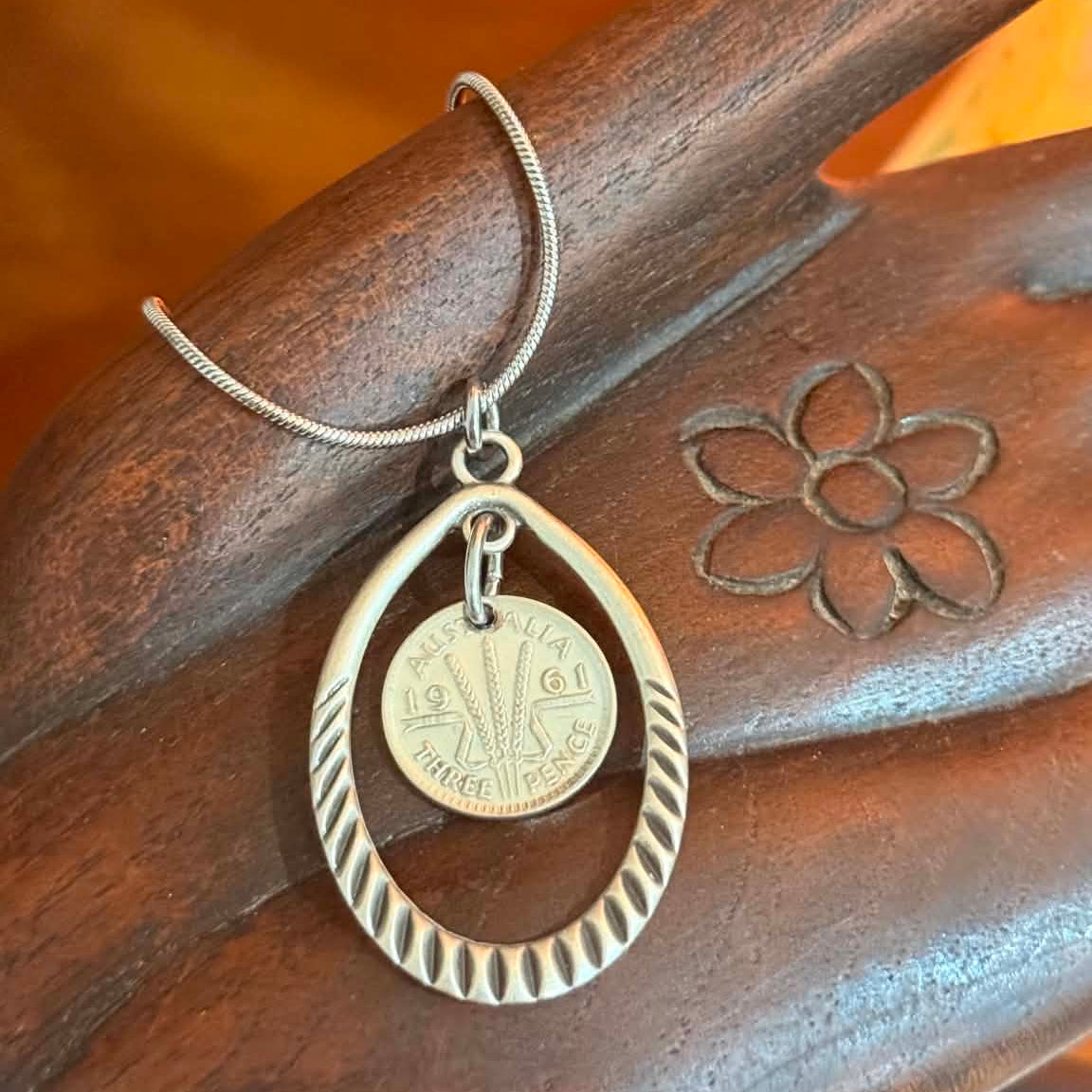 MOLLY MADE- Vintage 1961 Threepence Pendant Necklace