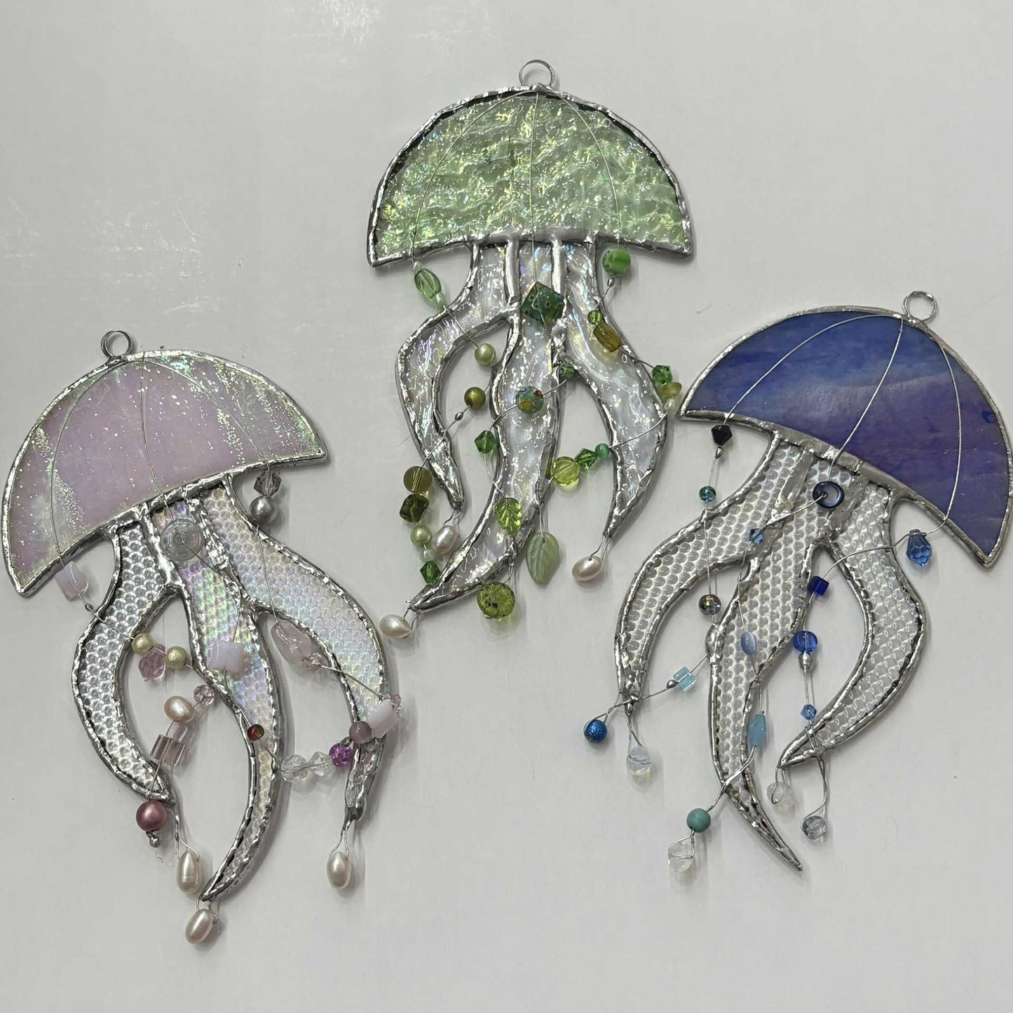 SWAN GLASS -STAINED GLASS JELLYFISH - PURPLE & BLUE