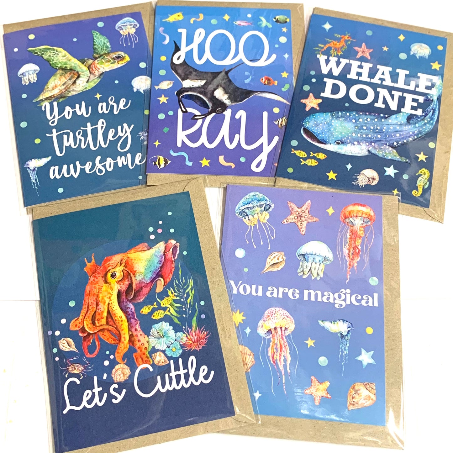 WATERCOLOURS BY CAT- "Let's Cuttle"- Cuttlefish Greeting Card