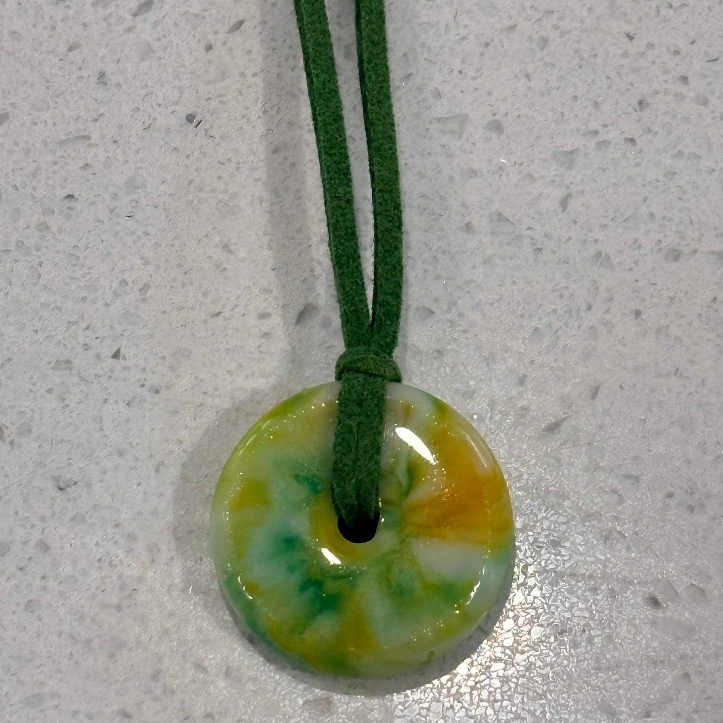 BRENDA STONE ART - Round Ocean Pendant Suede 2