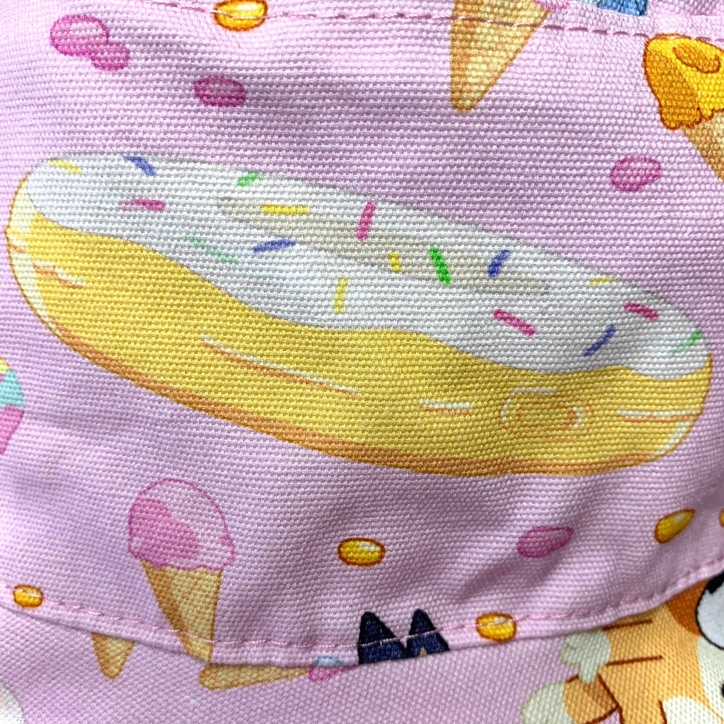 Teacups n Quilts- Bluey Pink With Donuts Fabric Hat - Kids Size Large
