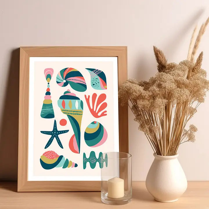 3 BIRDIES STUDIO- "Seashell" A4 Art Print