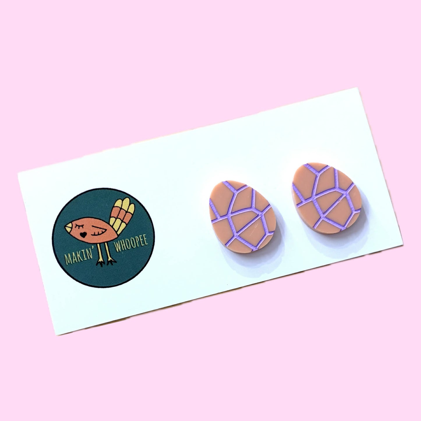 MAKIN' WHOOPEE - EASTER "Cracked Eggs" in purple STUD EARRINGS