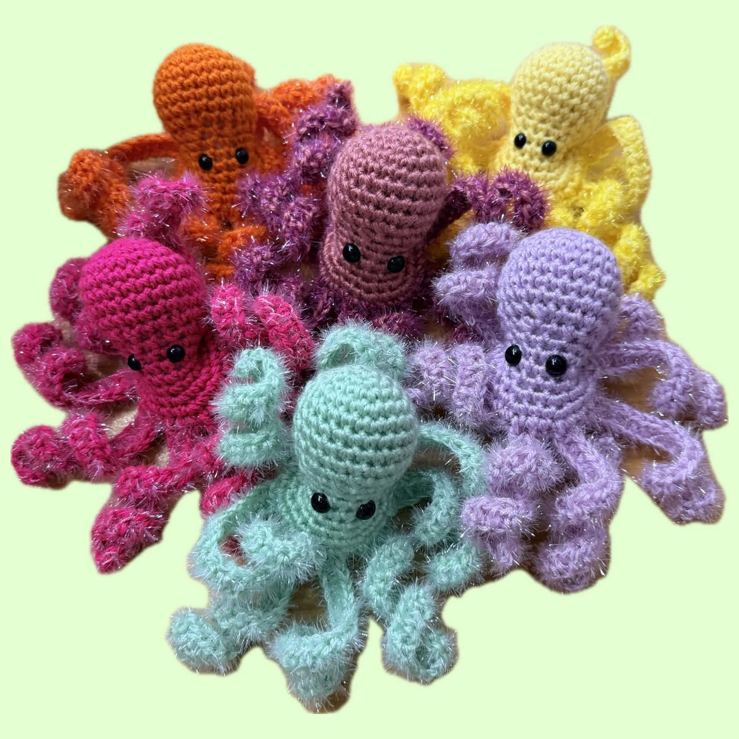 BEAKNITS- CROCHETED OCTOPUS - Mint Green Tinsel