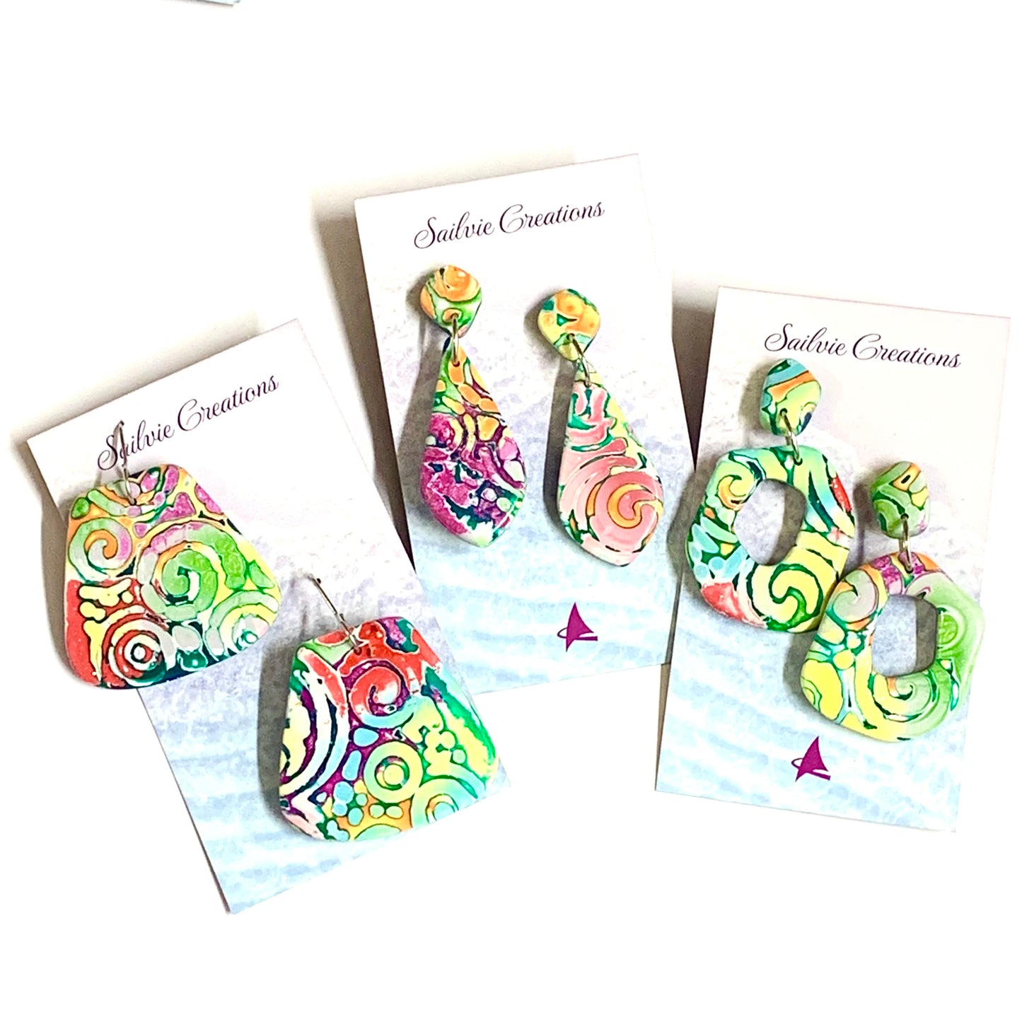 Sailvie Creations - Rainbow Reef Organic Stud Dangle Earrings