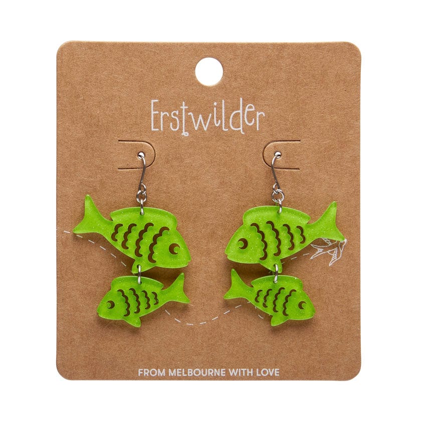 ERSTWILDER - "Fish Friends" Drop Earrings Green - GREAT BARRIER REEF COLLECTION