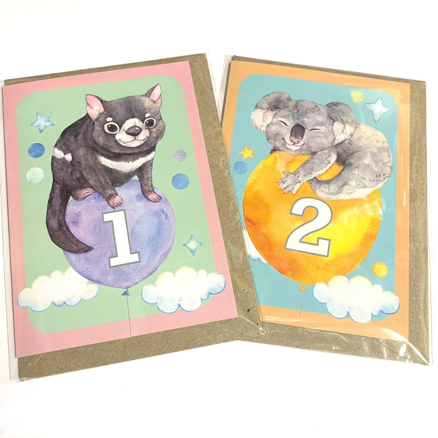 WATERCOLOURS BY CAT- "One- Tassie Devil"- Australian Animal Kids Age Card