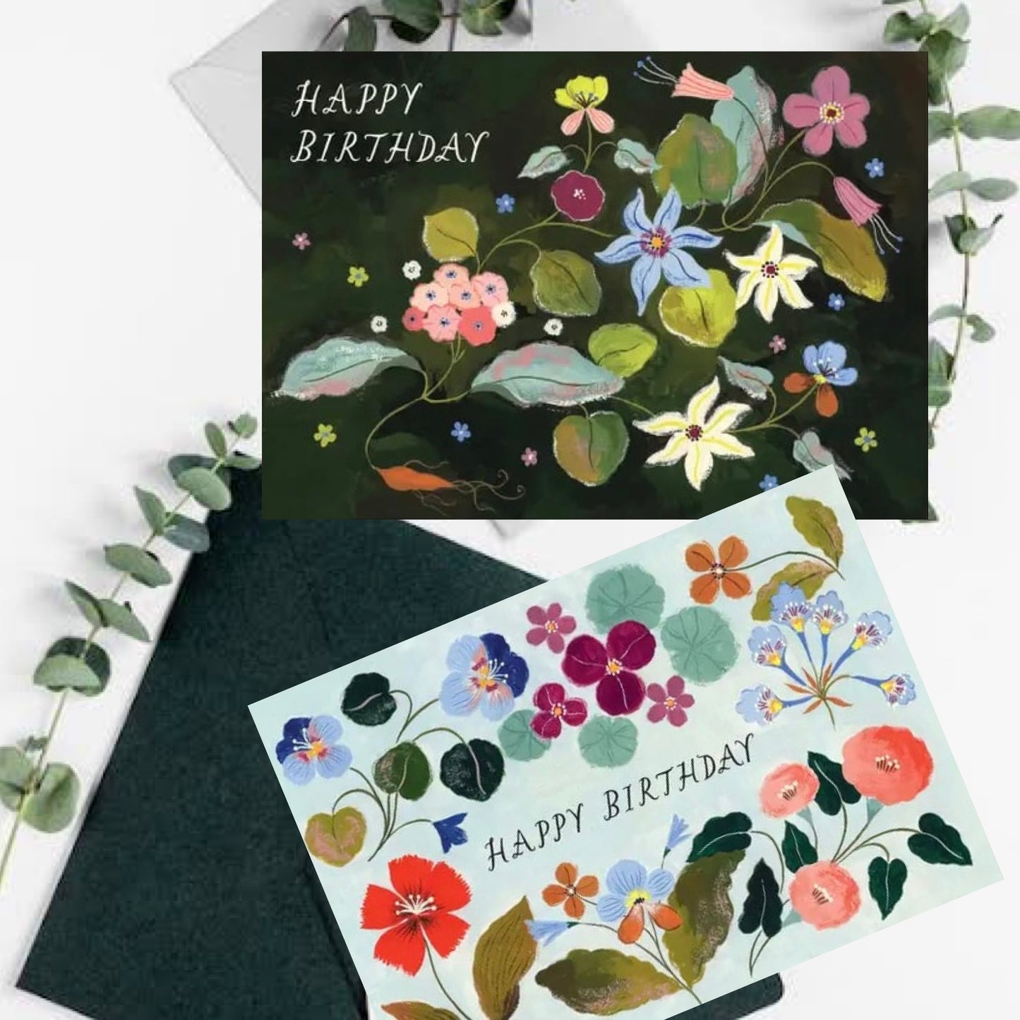 FLORA WAYCOTT - "Happy Birthday Brushy Floral" Greeting Card
