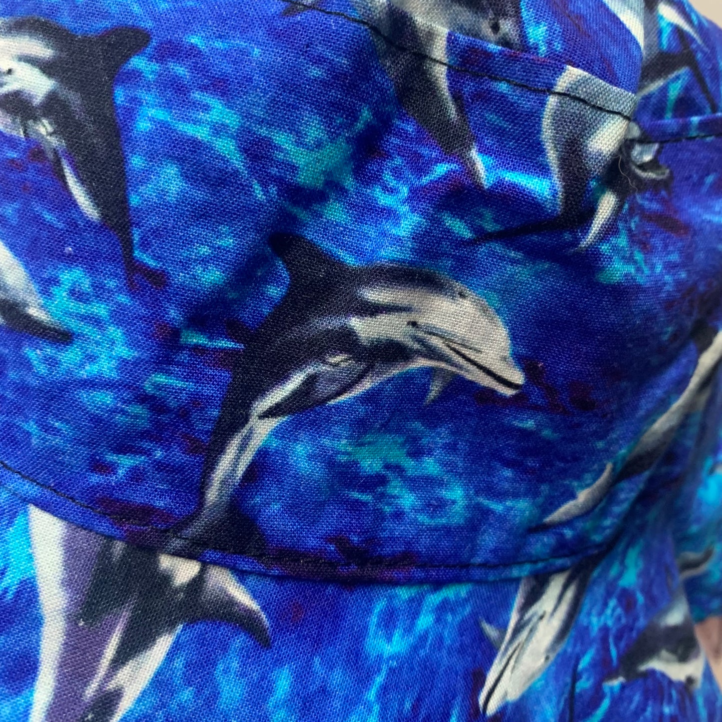Teacups n Quilts- Dolphins Fabric Hat - Kids Size Large