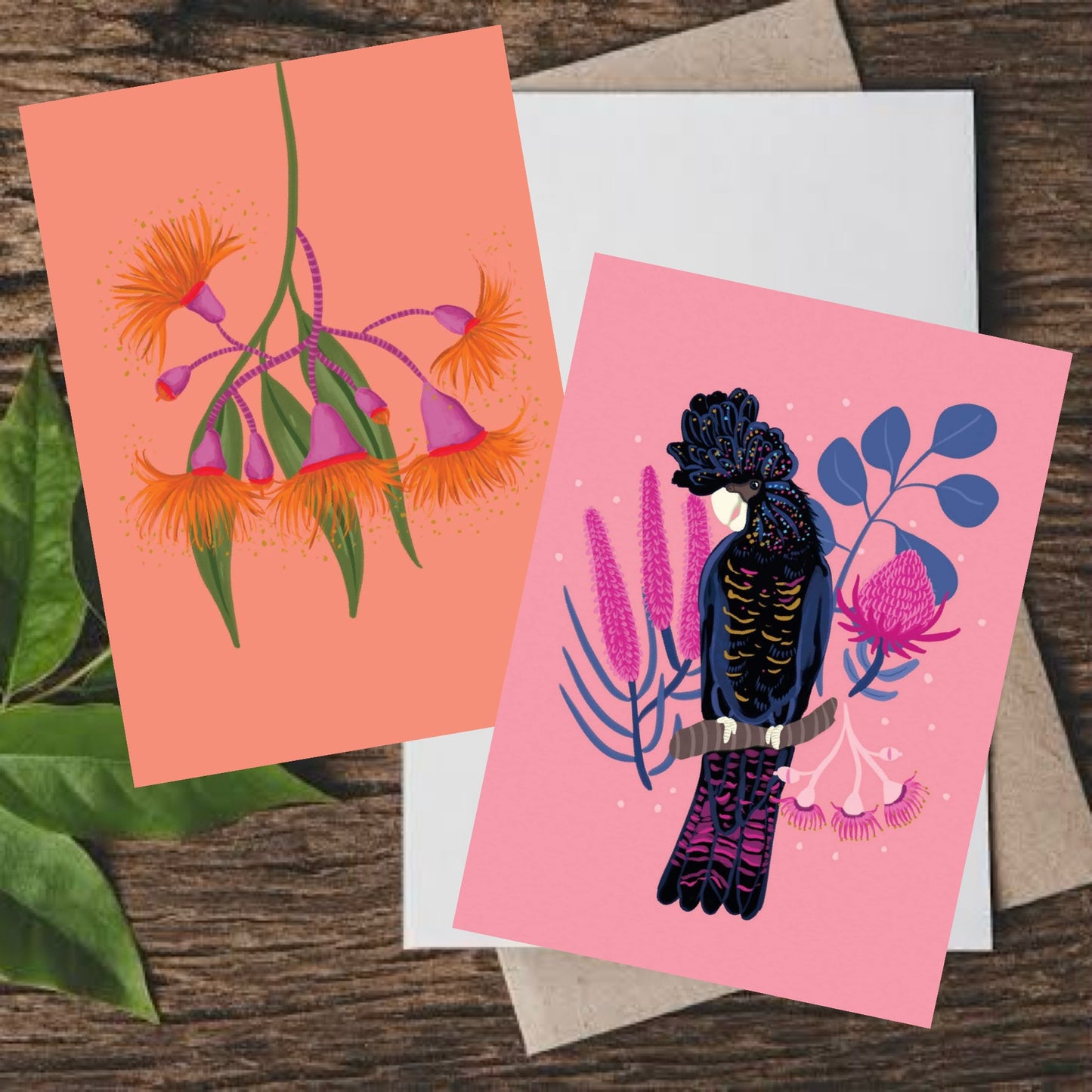 NUOVO - "Peach Gum Flowers" Greeting Card- by Emma Whitelaw
