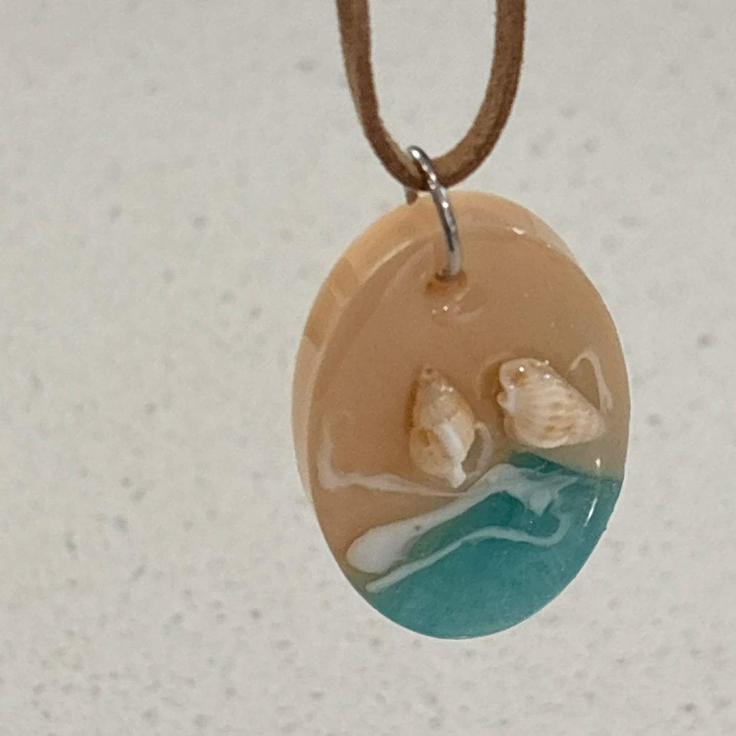 BRENDA STONE ART - Oval Ocean Pendant Suede 2