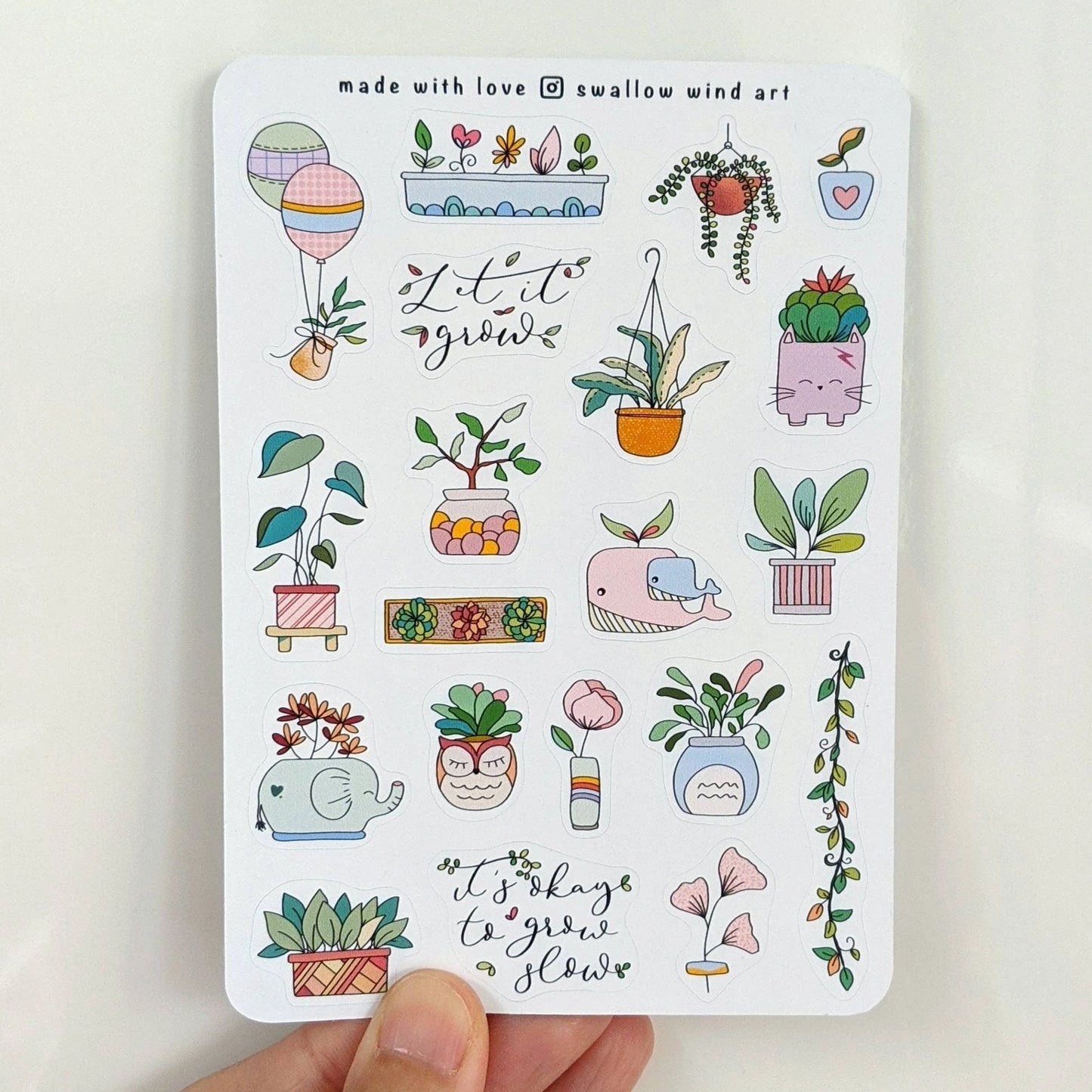 SWALLOW WIND ART - POTTED PLANTS - STICKER SHEET
