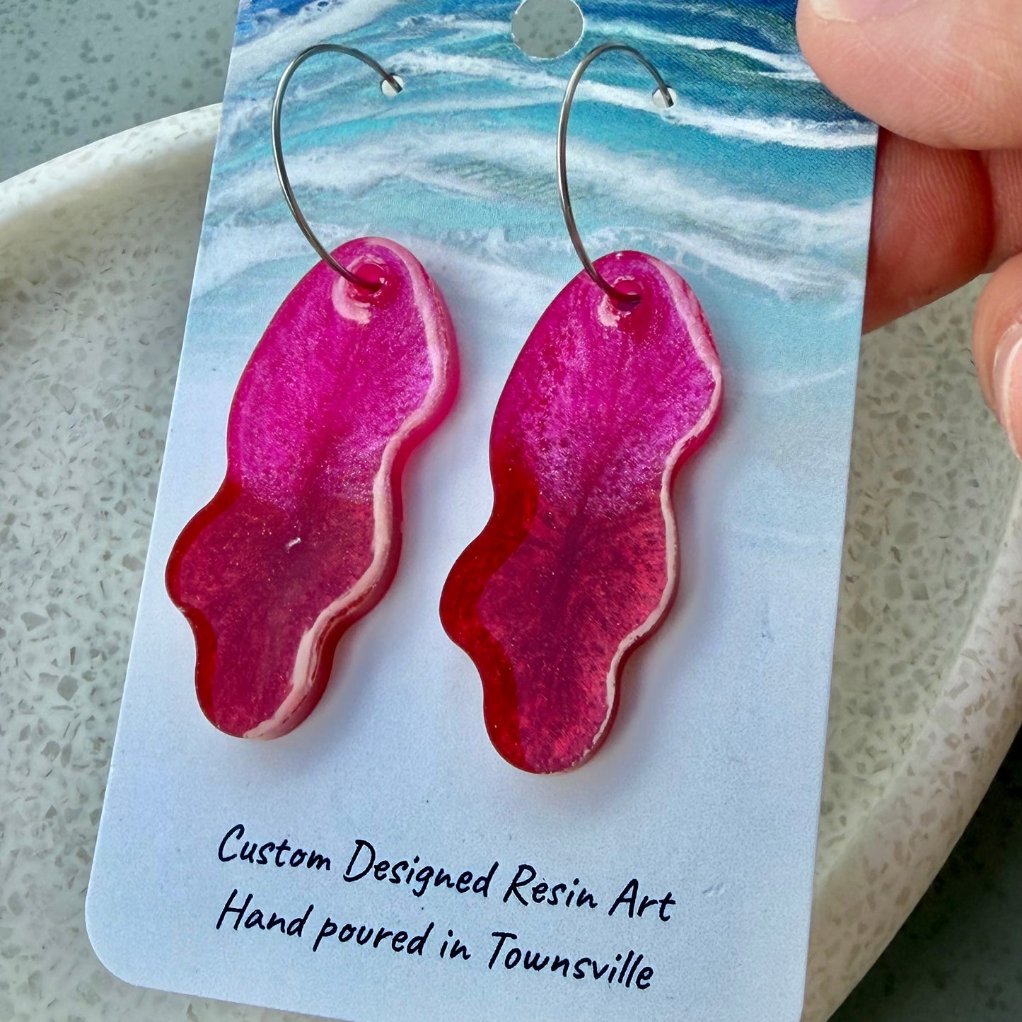 BRENDA STONE ART - Coral Hoop Earrings 3