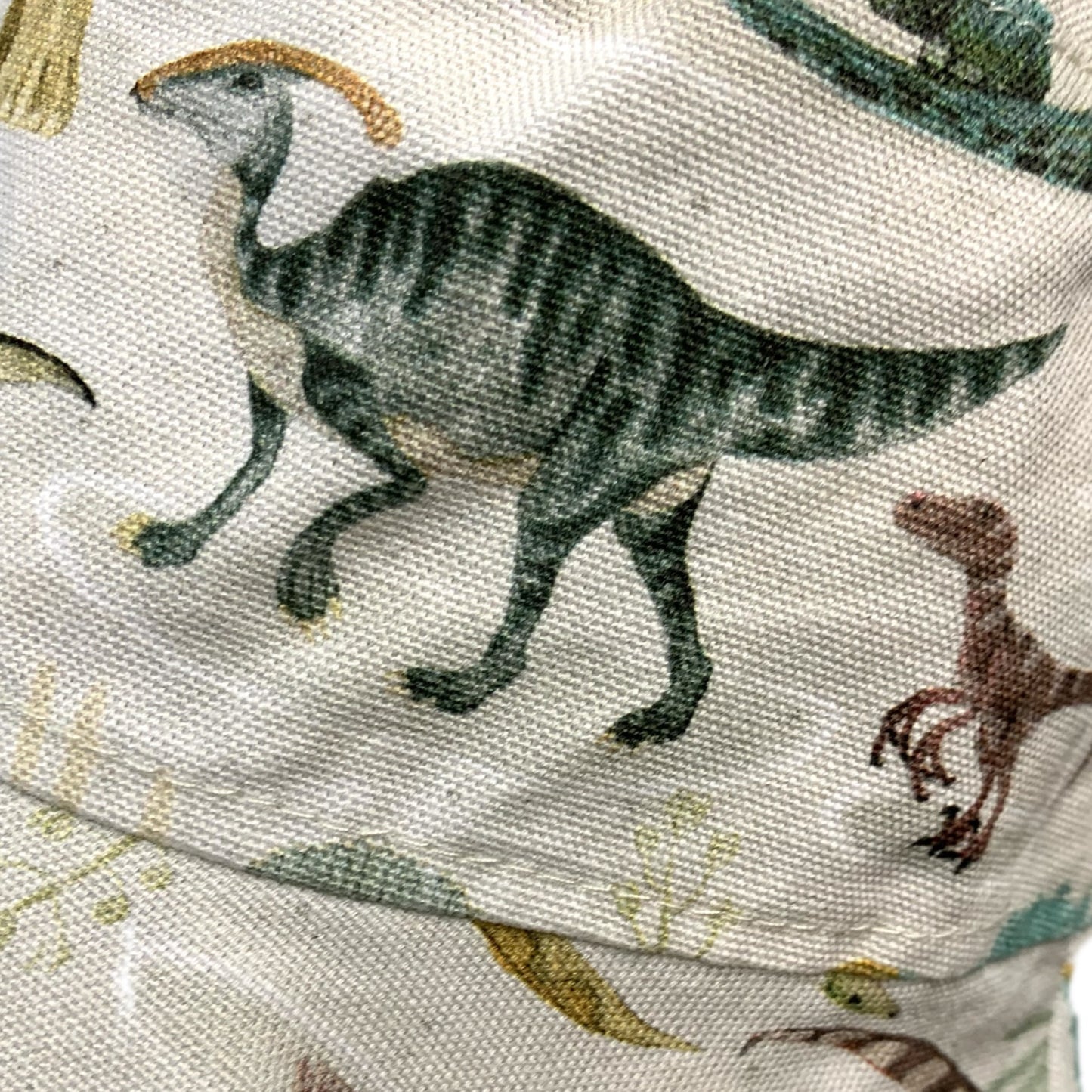 Teacups n Quilts- Cream Dinosaurs Fabric Hat- Kids Size Small