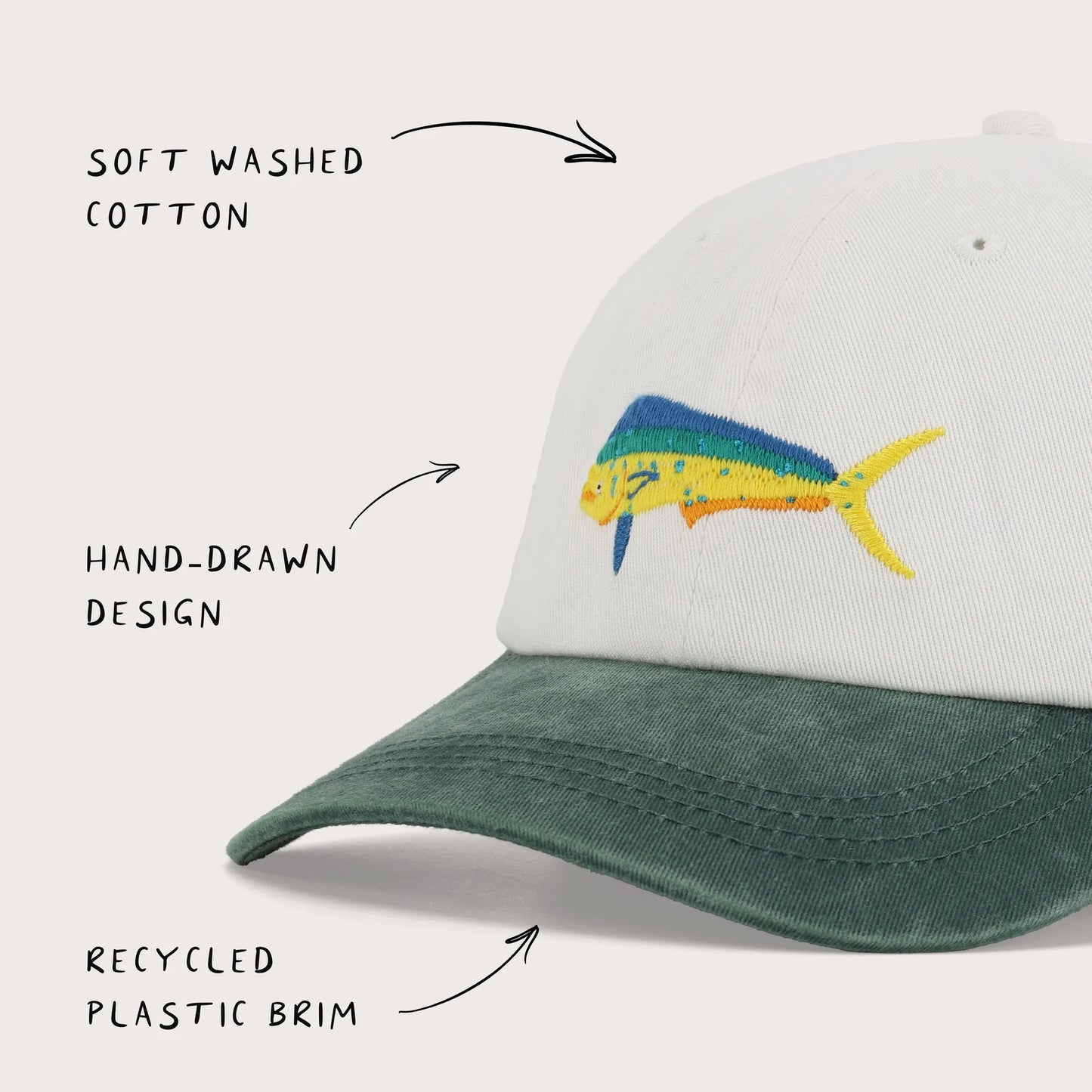 PALLION POINT - FISH LIDS - Mahi Mahi in Green and White