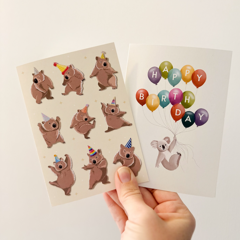 Green Mini Creative - Greeting Cards- Birthday Ballons Koala Card