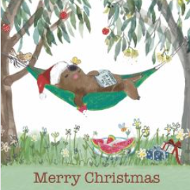 NUOVO - "Merry Christmas, Wombat in a Hammock" SMALL GREETING CARD