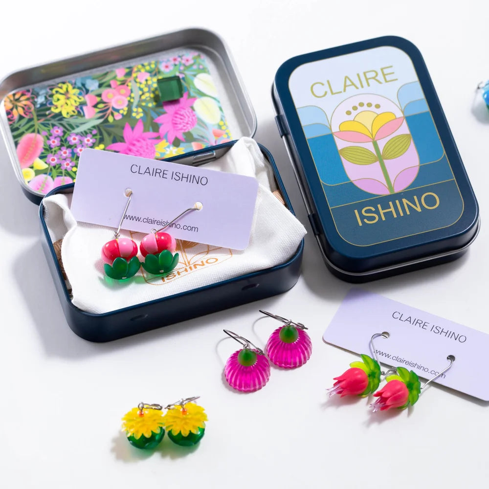 CLAIRE ISHINO- Winnie Earrings - Fuschias