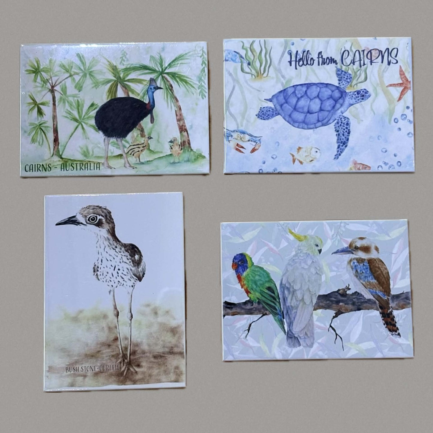 SHANNA TREES - Cassowary with Chicks "Cairns" Magnet
