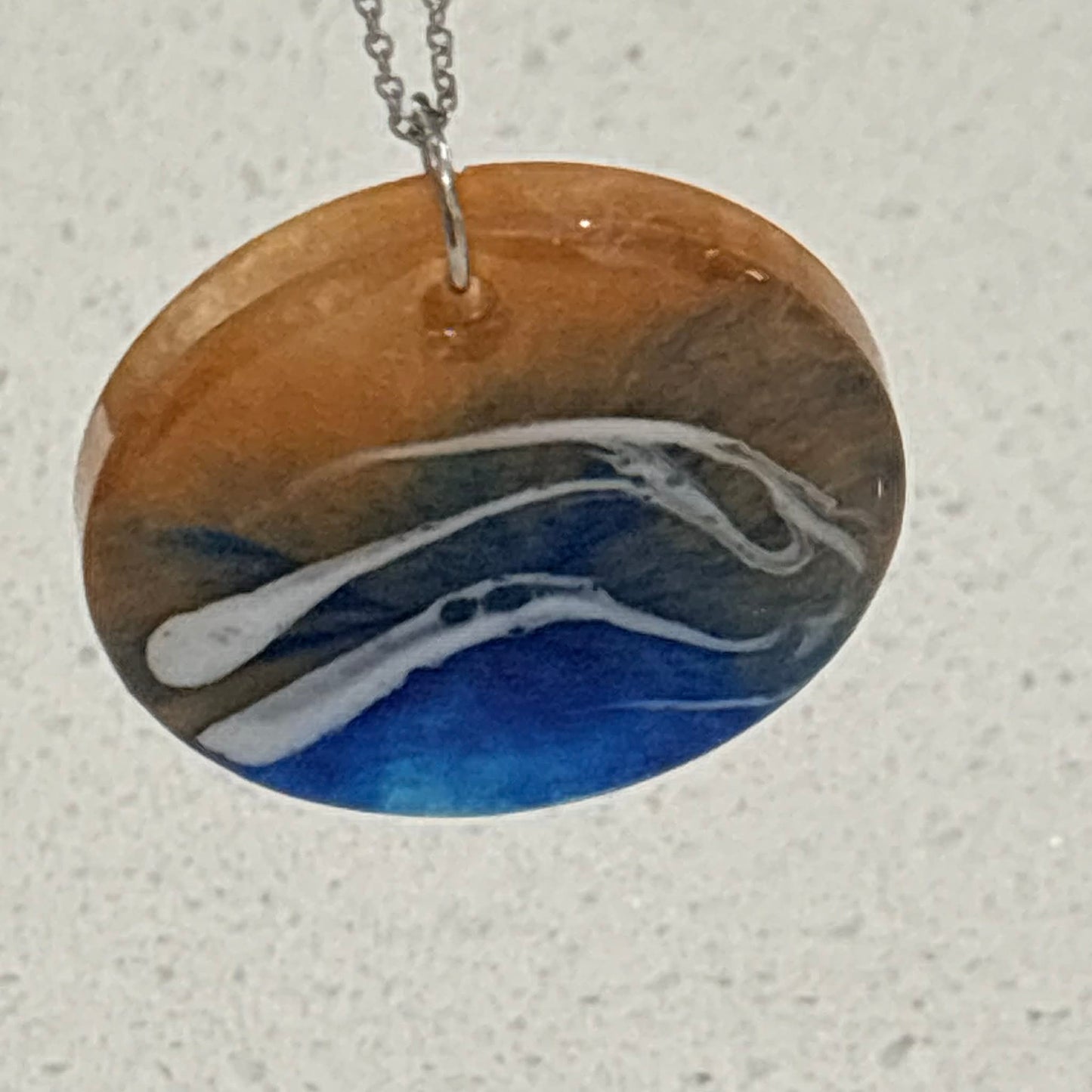 BRENDA STONE ART - Large Ocean Pendant (Metal Chain) 1