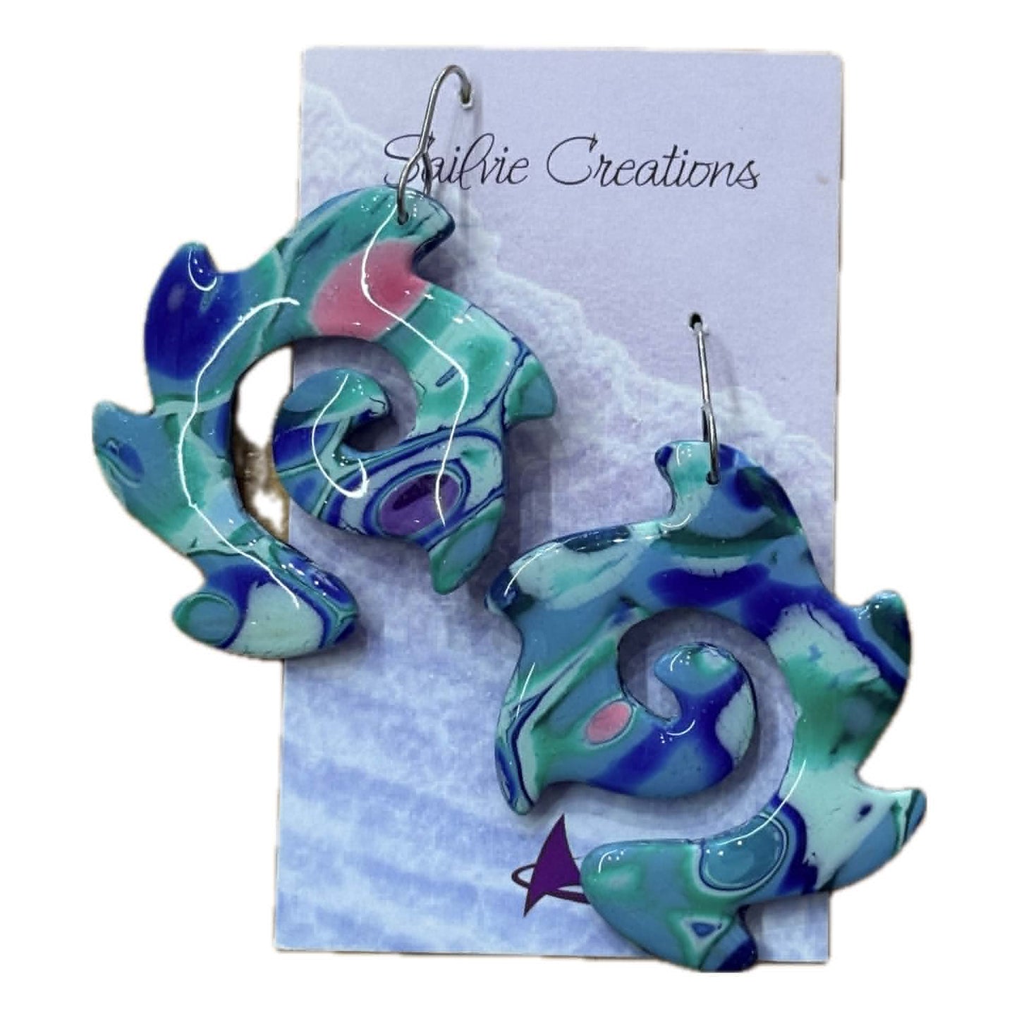 Sailvie Creations - Large Ocean Spiral Hook Dangle Earrings