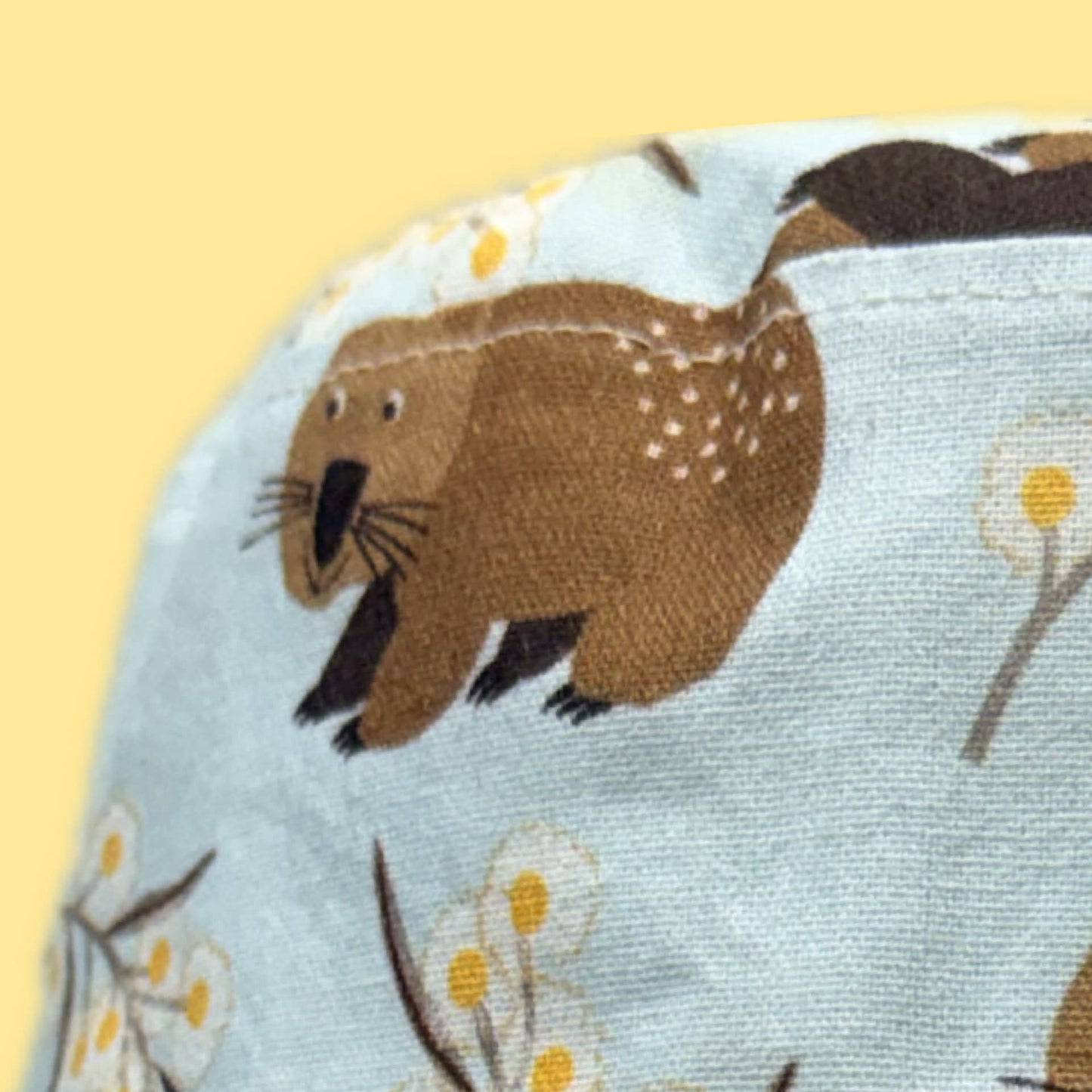 Teacups n Quilts- Wombats and Wattle Fabric Hat - Kids Size Medium