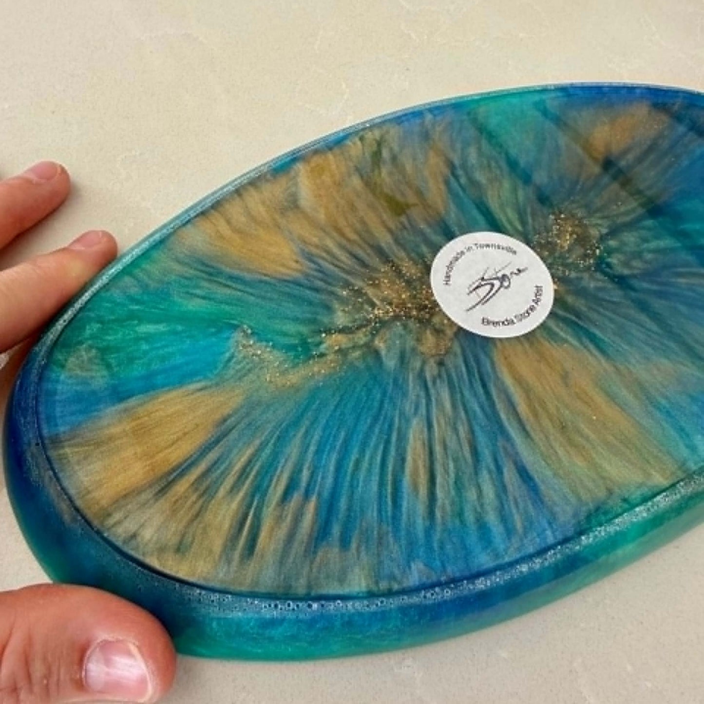 BRENDA STONE ART - Large Oval Ocean Tray 1 - Reef