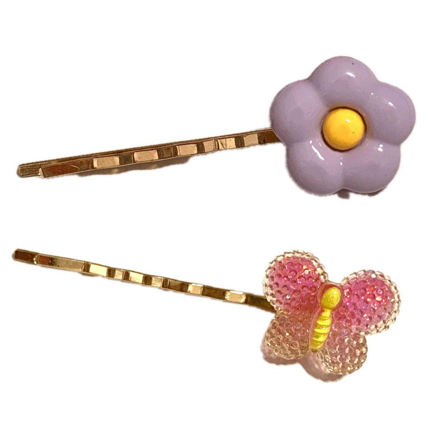 THIS BIRD HAS FLOWN - Mismatched Butterfly Purple Flower - Hair Pins