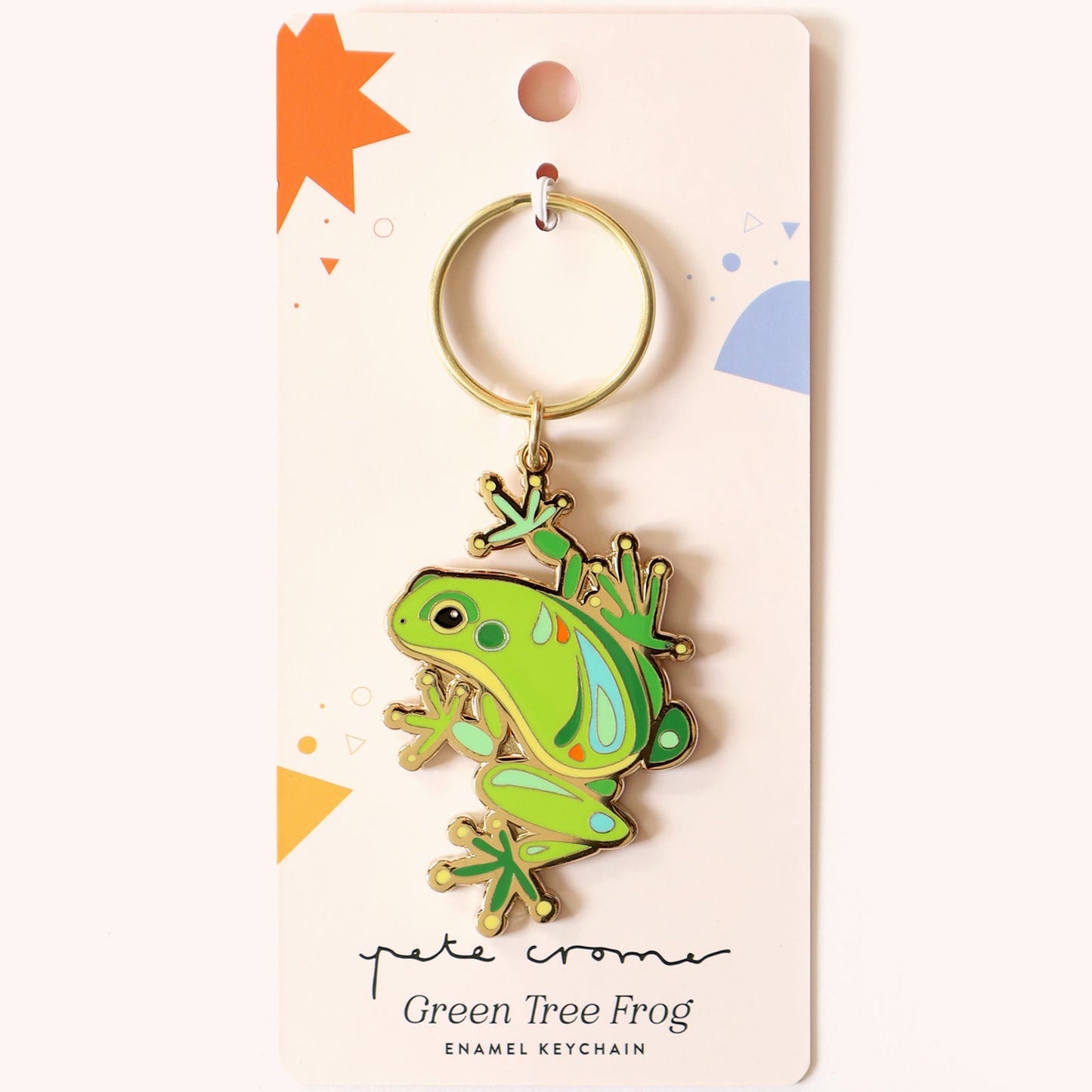 PETE CROMER - Green Tree Frog Enamel Keychain