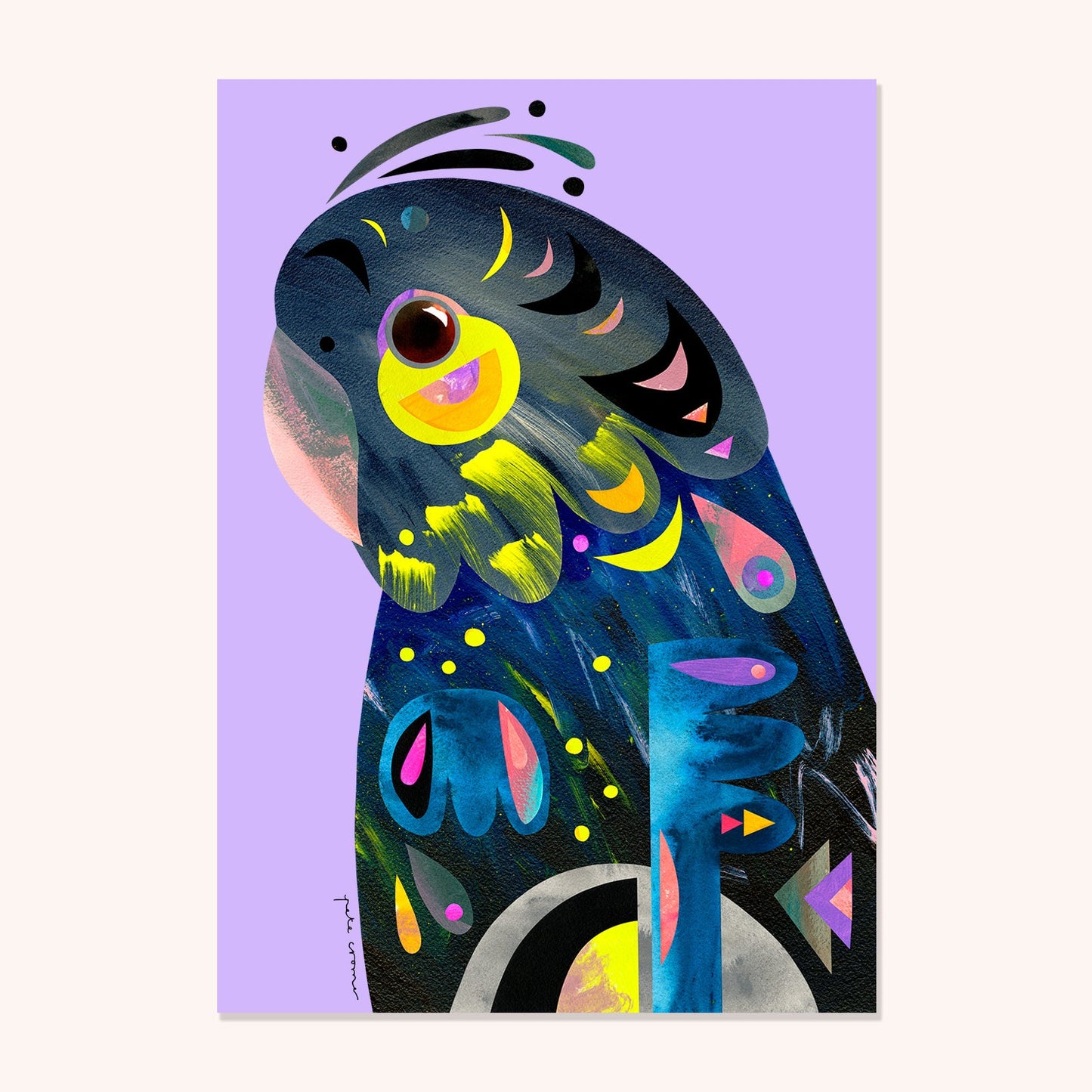 PETE CROMER - GLOSSY BLACK COCKATOO A4 FINE ART PRINT