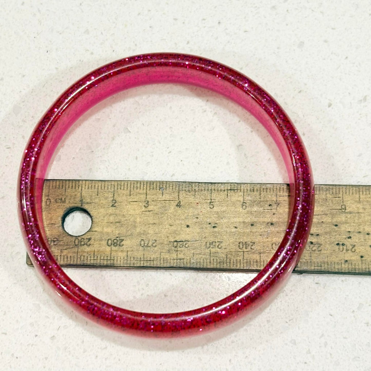 RAY BY DESIGN - Resin Bangle Pink Glitter Round