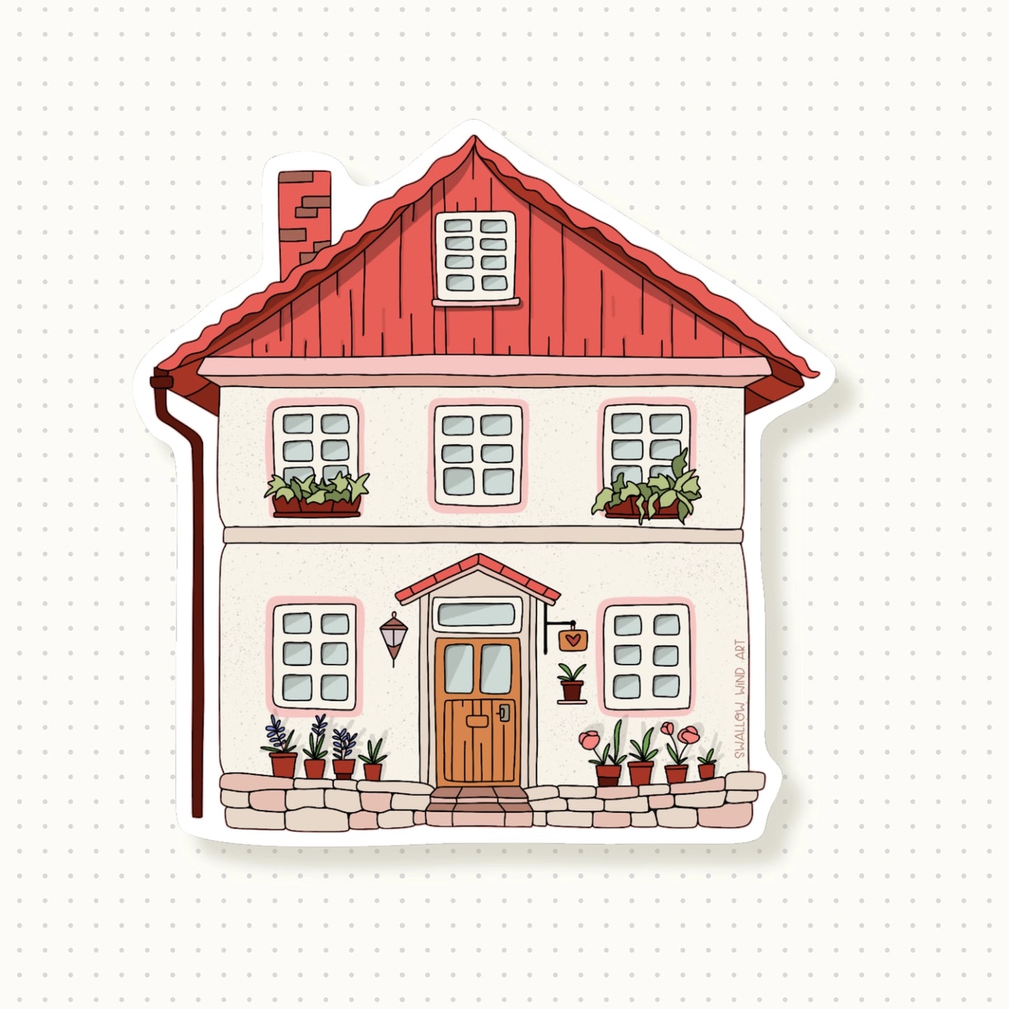 SWALLOW WIND ART - COSY COTTAGE - VINYL STICKER