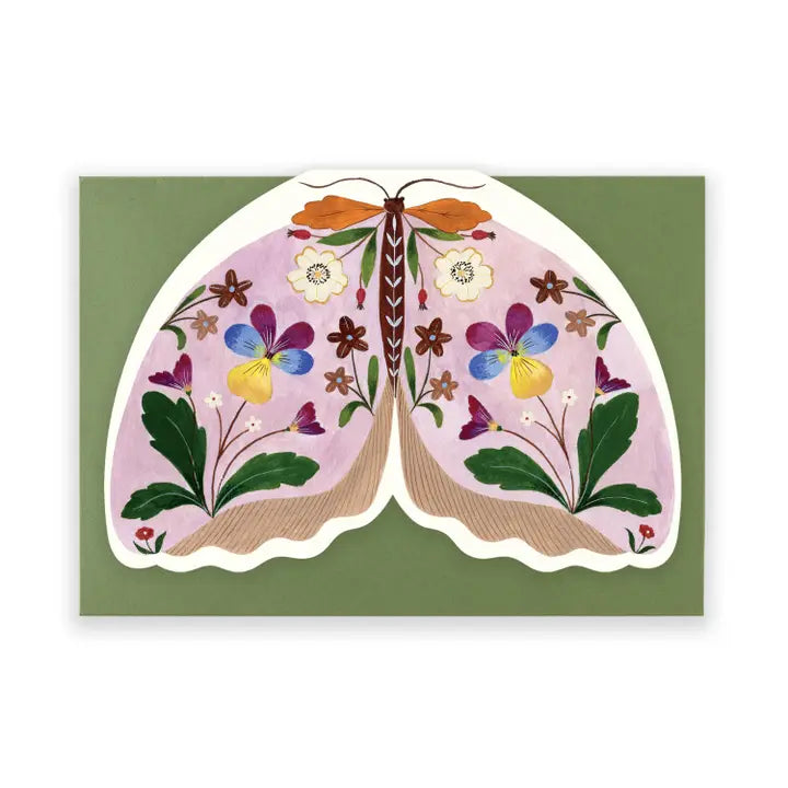 FLORA WAYCOTT - "Pale Magenta Moth" Shaped Greeting Card