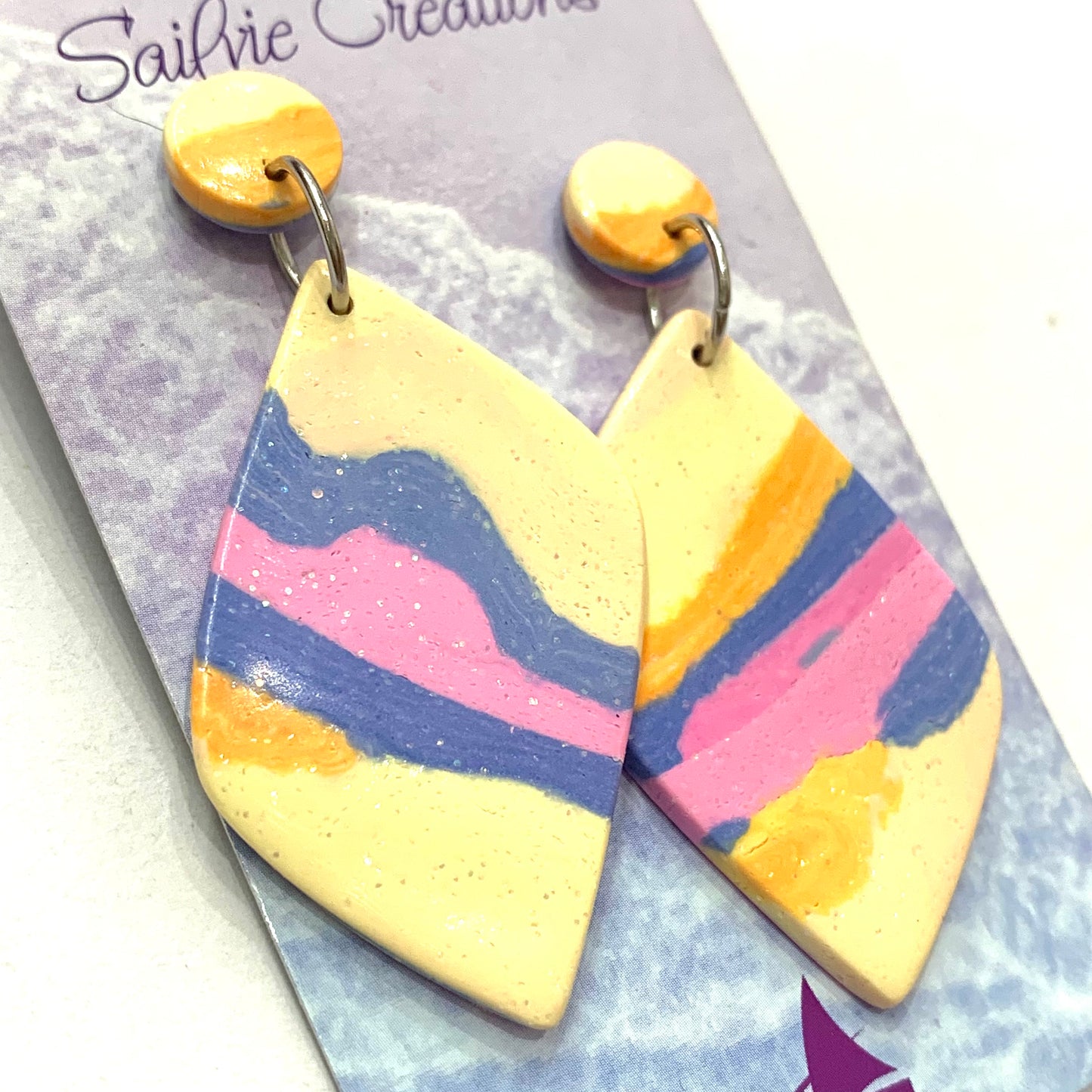 Sailvie Creations - Diamond Pina Colada Stud Top Dangle Earrings