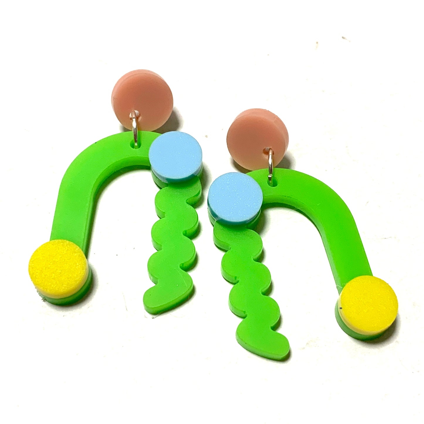 THIS BIRD HAS FLOWN - “Memphis- Lime Green” DANGLE EARRINGS