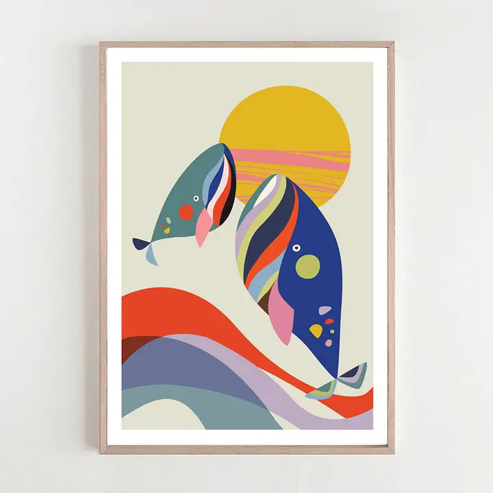 3 BIRDIES STUDIO- "Whales" A5 Art Print