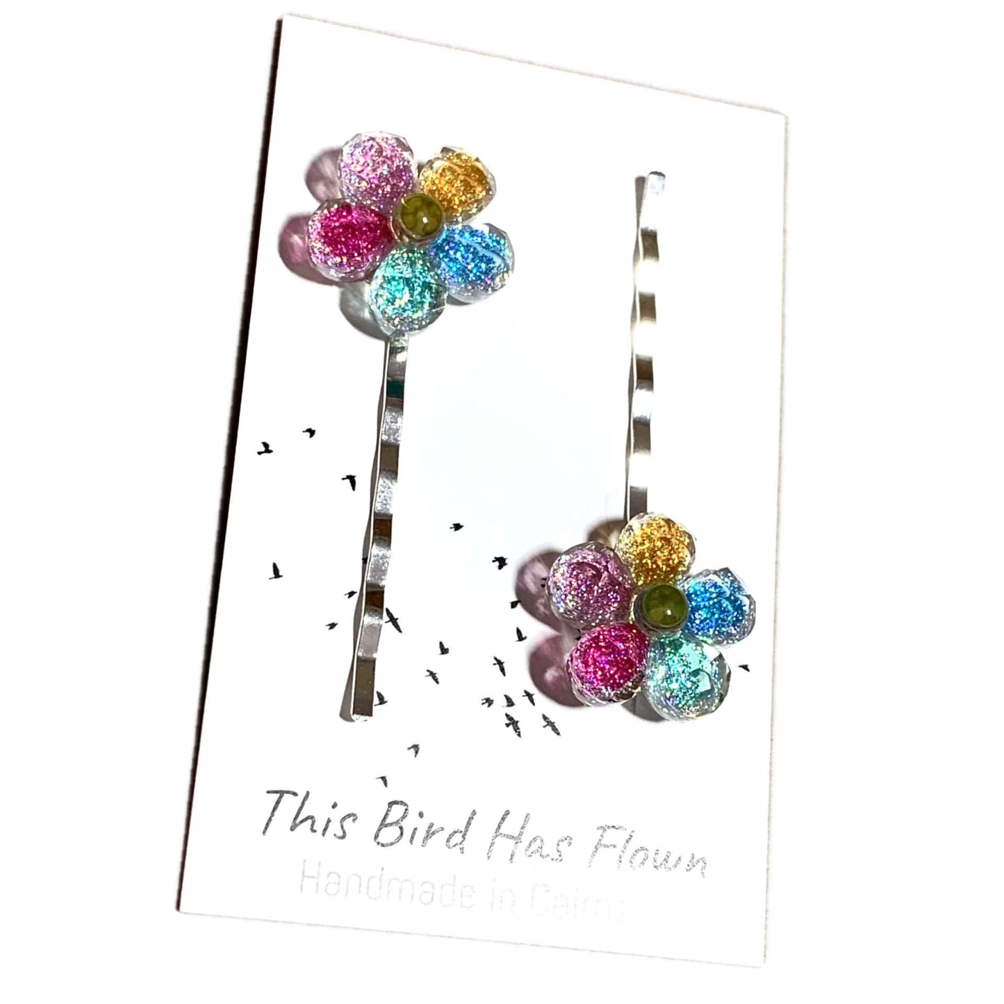 THIS BIRD HAS FLOWN - Rainbow Flowers- Hair Pins