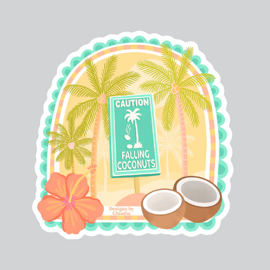 Designs by Claudia - Falling Coconuts Sticker