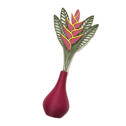 DWAYNSKI.3D - HELICONIA - MAGNETIC BUD VASE WITH PRINTED FLOWER STEM