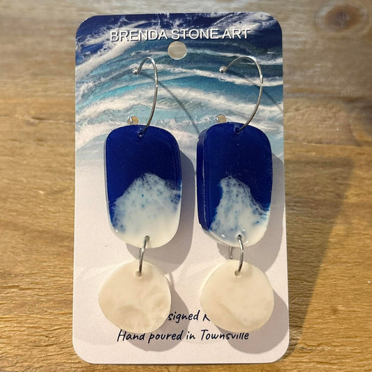 BRENDA STONE ART - Ocean Long Drop Hoop Earrings 1