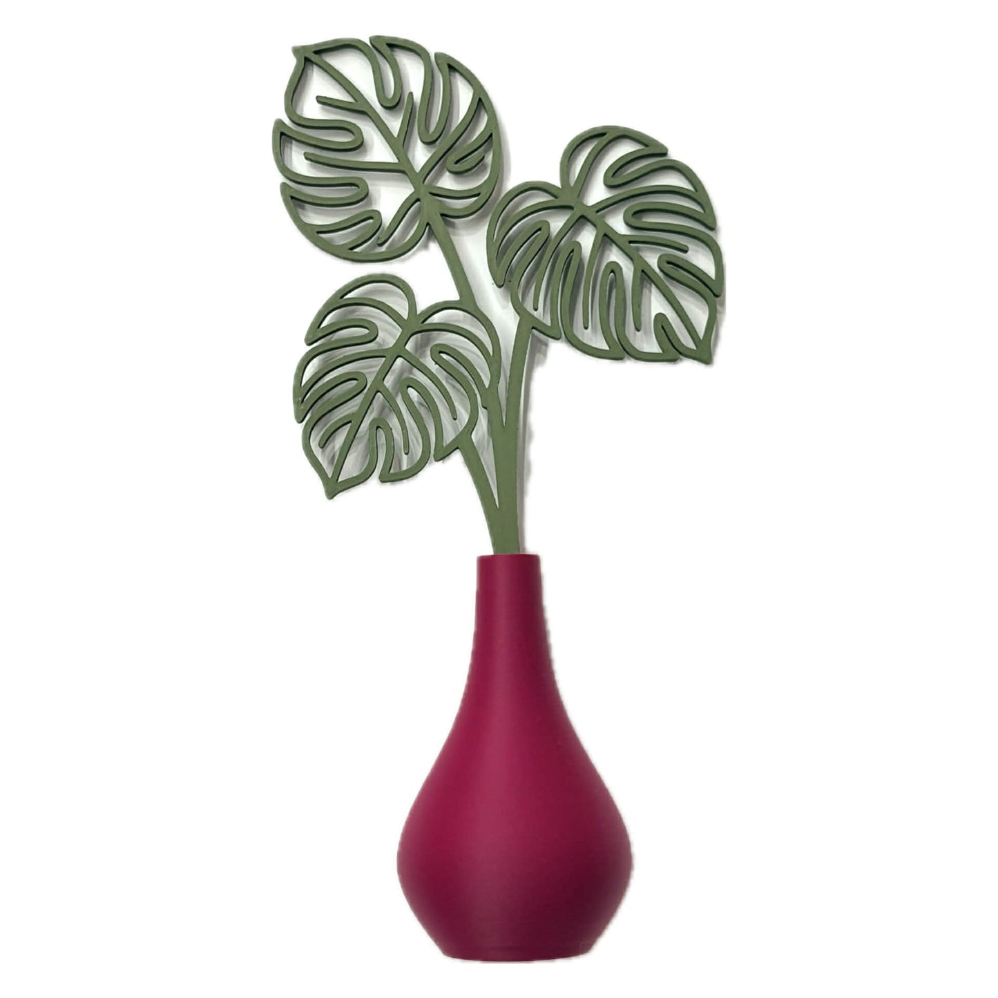 DWAYNSKI.3D - MONSTERA LEAVES - MAGNETIC BUD VASE WITH PRINTED FLOWER STEM