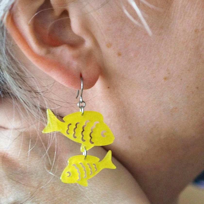 ERSTWILDER - "Fish Friends" Drop Earrings Yellow - GREAT BARRIER REEF COLLECTION