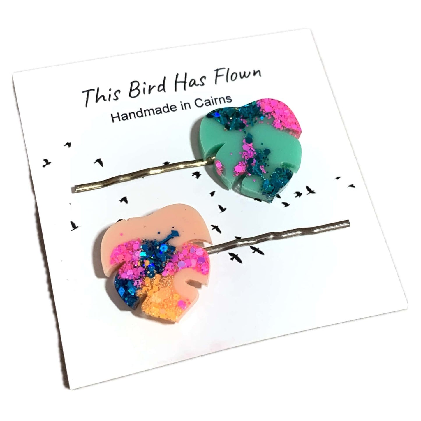 THIS BIRD HAS FLOWN - Mismatched Monstera - Hair Pins